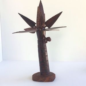 Carved Iron wood Palm Tree with Coconuts